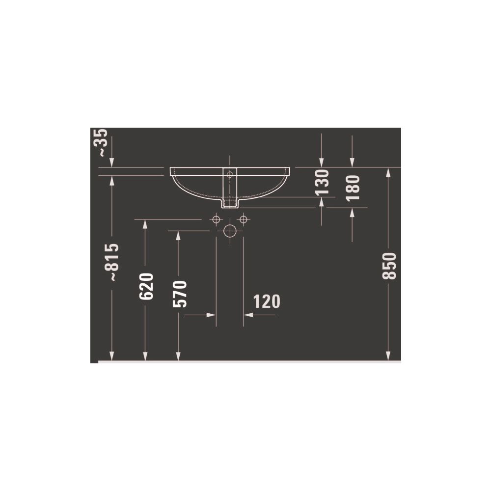 Duravit No.1 Einbauwaschtisch 380x525x180mm, Weiß Hochglanz, mit Überlauf Geschlif... DURAVIT-03954900282 4067116994940 (Abb. 3)