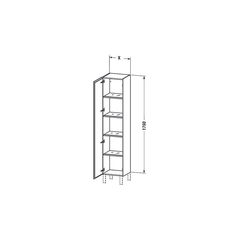 Duravit L-Cube Hochschrank Lack 363x400x1760mm, Leinen Matt, 1 Tür L, Grifflos, 4 ... DURAVIT-LC1180L7575 4053424642840 (Abb. 4)