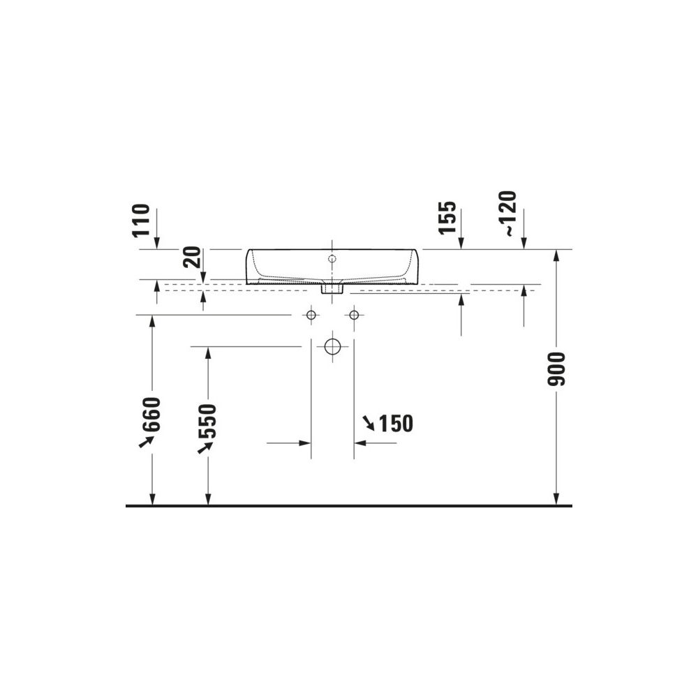 Duravit Qatego Aufsatzbecken 600mm, Weiß Hochglanz, HygieneGlaze, mit HLB, mit Über... DURAVIT-2385602027 4067116323009 (Abb. 2)
