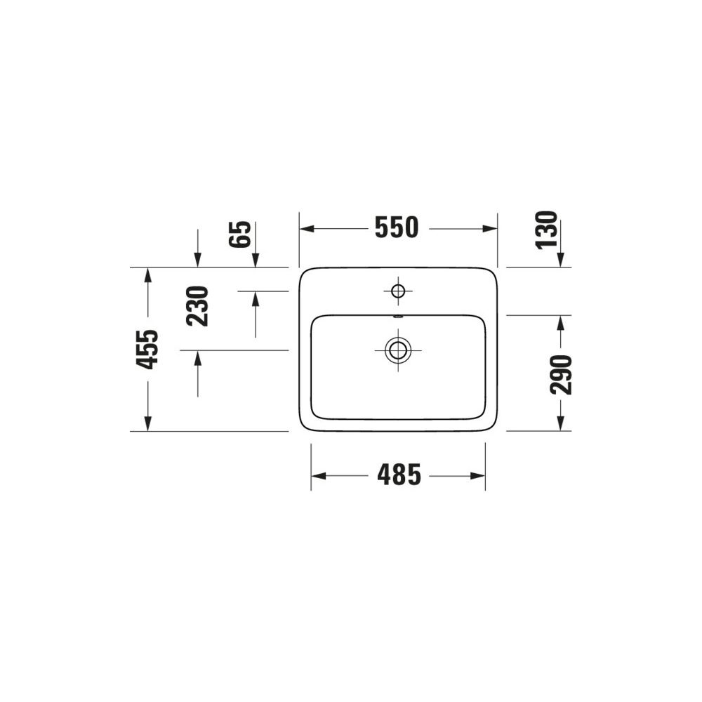 Duravit Qatego Einbauwaschtisch 455x550x150mm, Weiß Hochglanz, mit HLB/ÜL, 1 HL Ges... DURAVIT-2396550027 4067116323047 (Abb. 4)