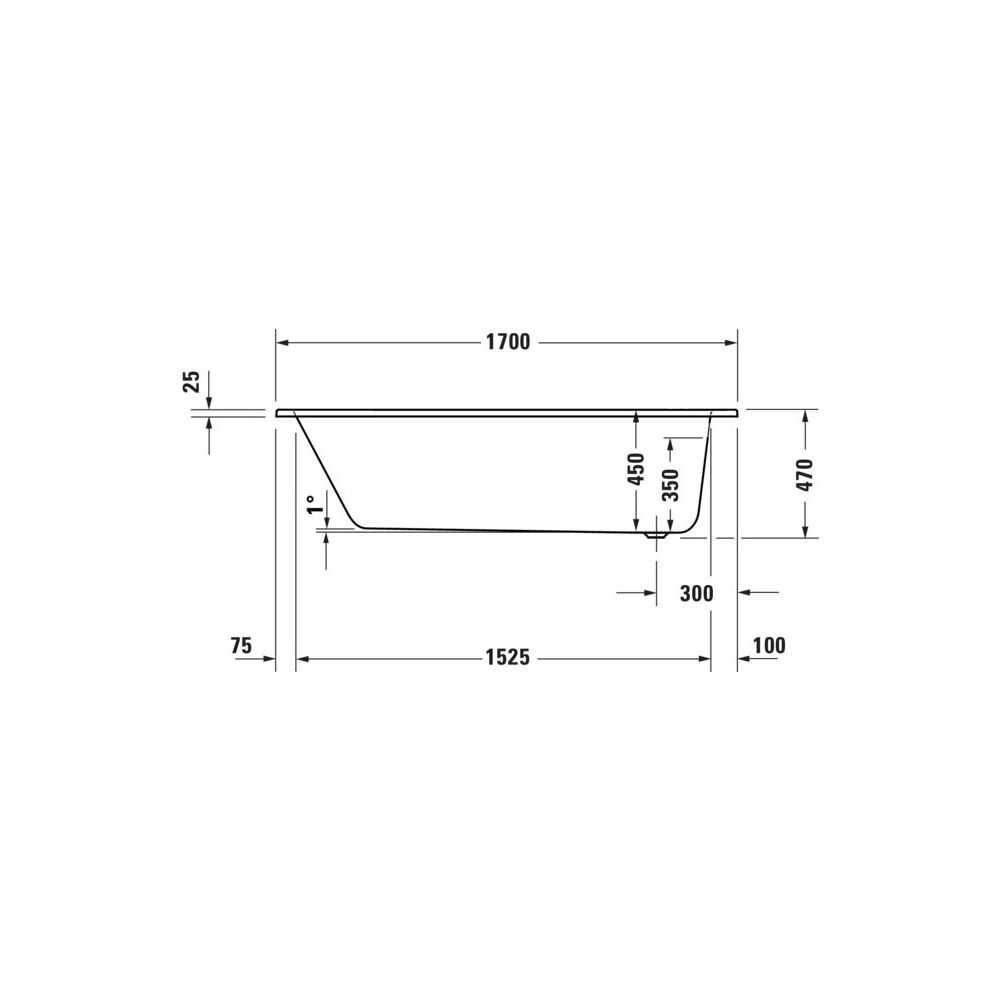 Duravit D-Code Badewanne 470x700x1700mm, 230l, Weiß, Rechteckig, Einbau, 1 Rüc... DURAVIT-700670000000000 4067116361438 (Abb. 2)