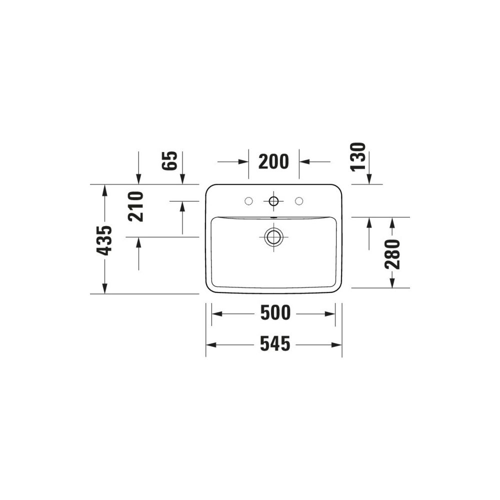 Duravit No.1 Einbauwaschtisch 435x550x175mm, Weiß Hochglanz, mit HLB/Überlauf, 1 H... DURAVIT-03555500272 4063382180322 (Abb. 5)