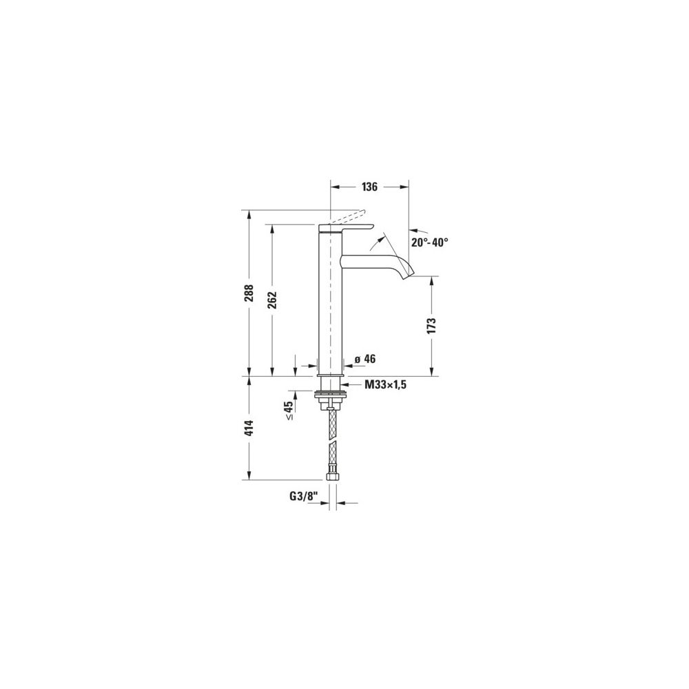 Duravit C.1 Einhebel-Waschtischmischer L FreshStart und MinusFlow, Mattschwarz, 4... DURAVIT-C11033002046 4067116370584 (Abb. 2)