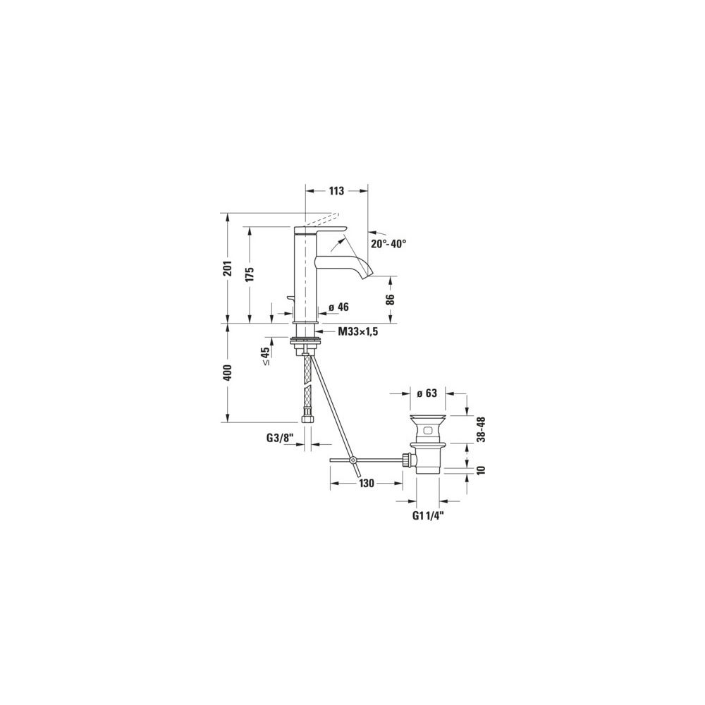 Duravit C.1 Einhebel-Waschtischmischer M FreshStart, MinusFlow, Mattschwarz, 4l/m... DURAVIT-C11023001046 4067116370416 (Abb. 2)