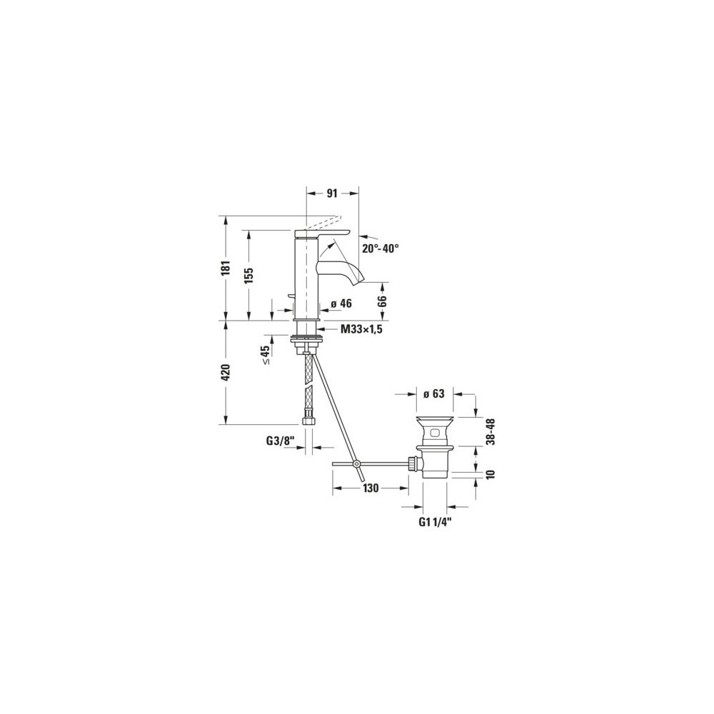 Duravit C.1 Einhebel-Waschtischmischer S FreshStart und MinusFlow, Mattschwarz, 4... DURAVIT-C11013001046 4067116370430 (Abb. 2)