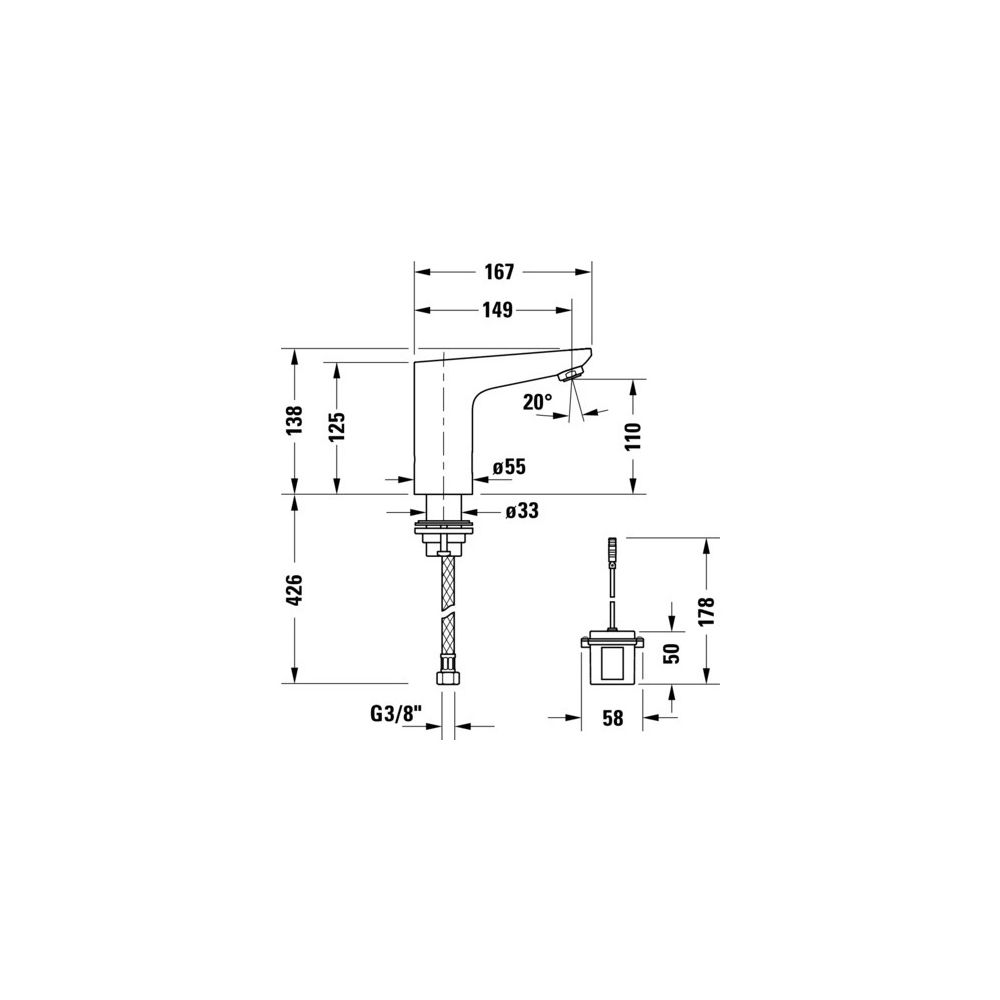 Duravit Waschtischmischer elektronisch Sensor 1 Temperaturregulierung Ausladung 1... DURAVIT-SE1094019010 4067116361155 (Abb. 2)