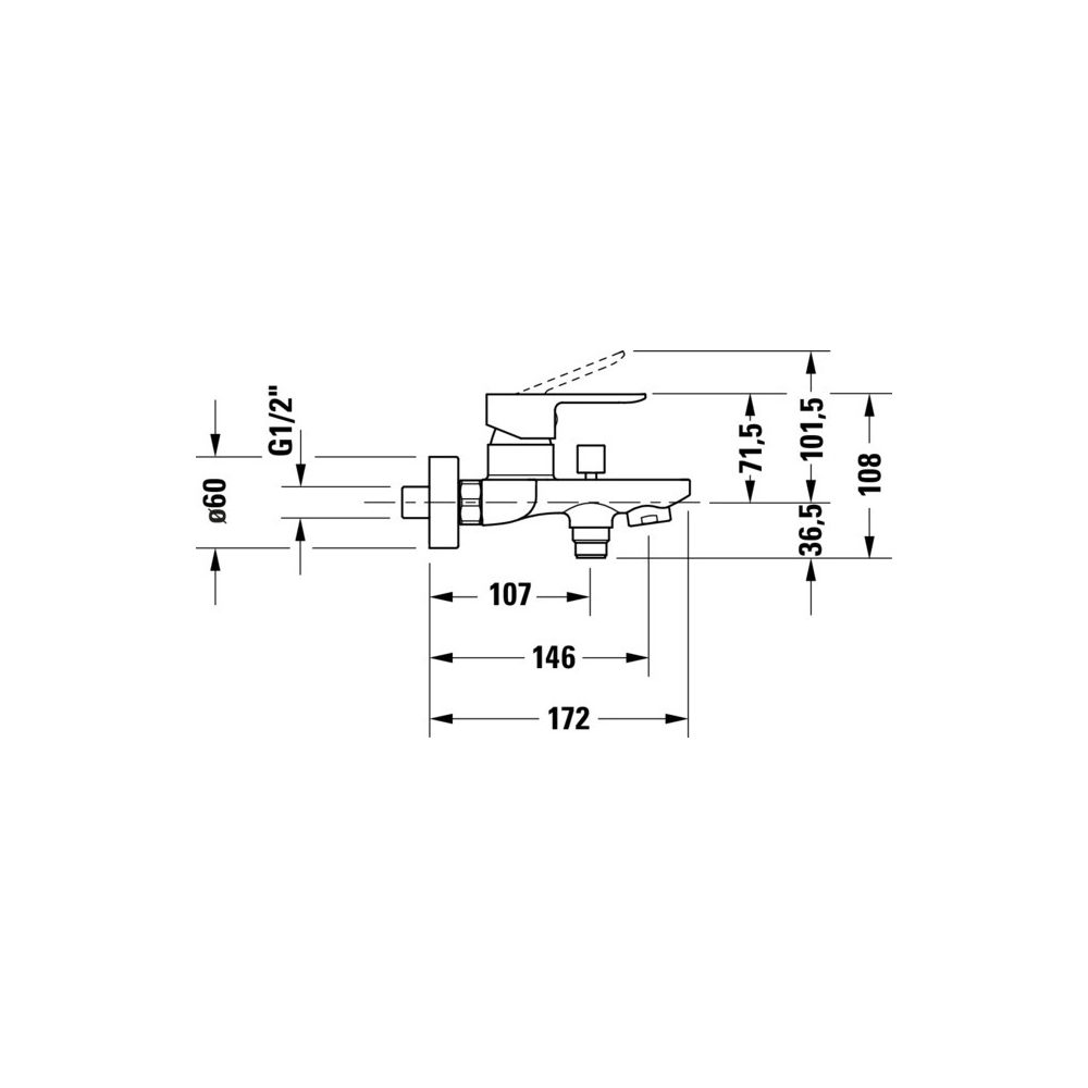 Duravit D-Code Einhebel-Wannenmischer Aufputz, Chrom, Anschlussart S-Anschlüsse, ... DURAVIT-DC5230001010 4067116367553 (Abb. 3)