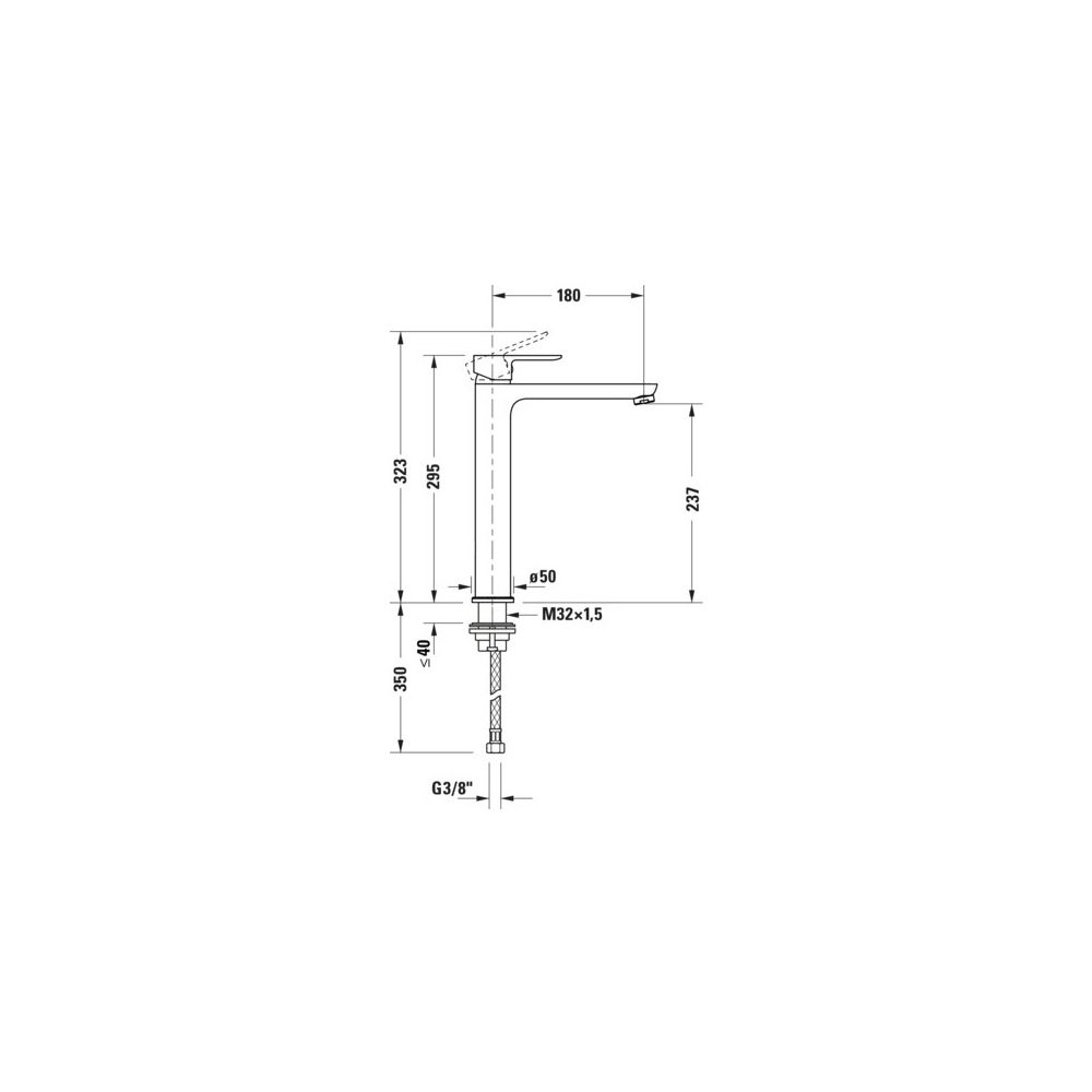 Duravit D-Code Einhebel-Waschtischmischer 295mm, Mattschwarz, Keramikmischsystem,... DURAVIT-DC1043002046 4067116367287 (Abb. 2)