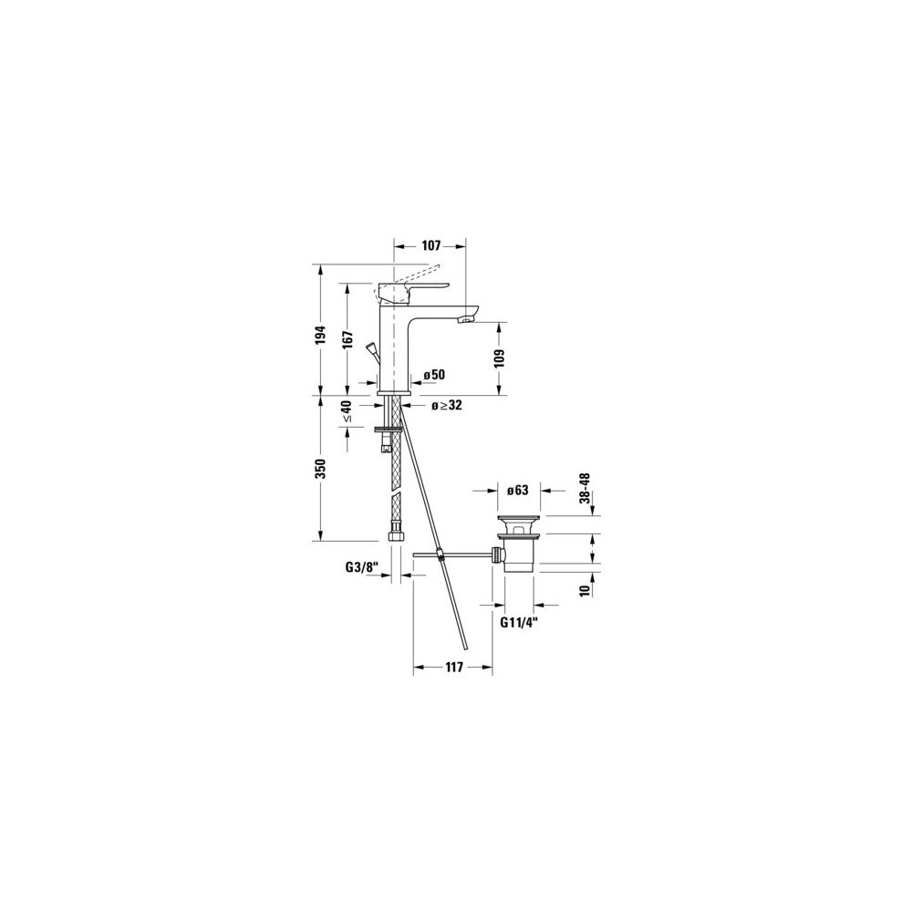 Duravit D-Code Einhebel-Waschtischmischer 167mm, Chrom HG, Keramikmischsystem, Au... DURAVIT-DC1023001010 4067116367669 (Abb. 2)