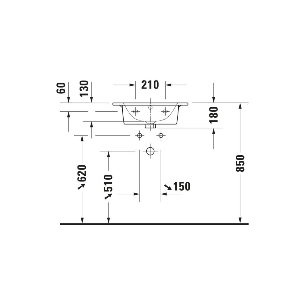 Duravit ME by Starck Waschtisch 430x530x180mm WonderGliss Weiß Hochglanz, Rechteck... DURAVIT-23365300001 4063382002082 (Abb. 6)