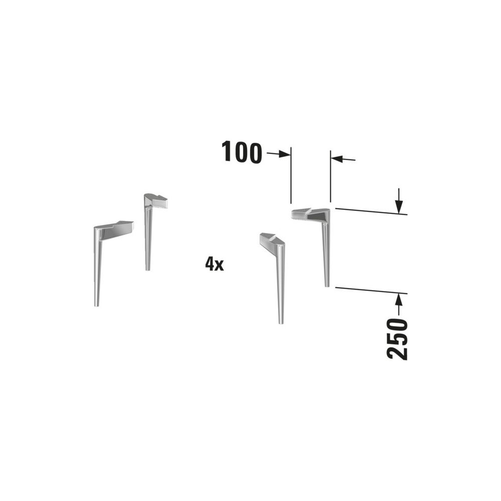 Duravit Sockelfuß Sivida 100x30x250mm 4er Set C für Serie Sivida bodenstehende... DURAVIT-SV9053010100000 4067116399356 (Abb. 2)