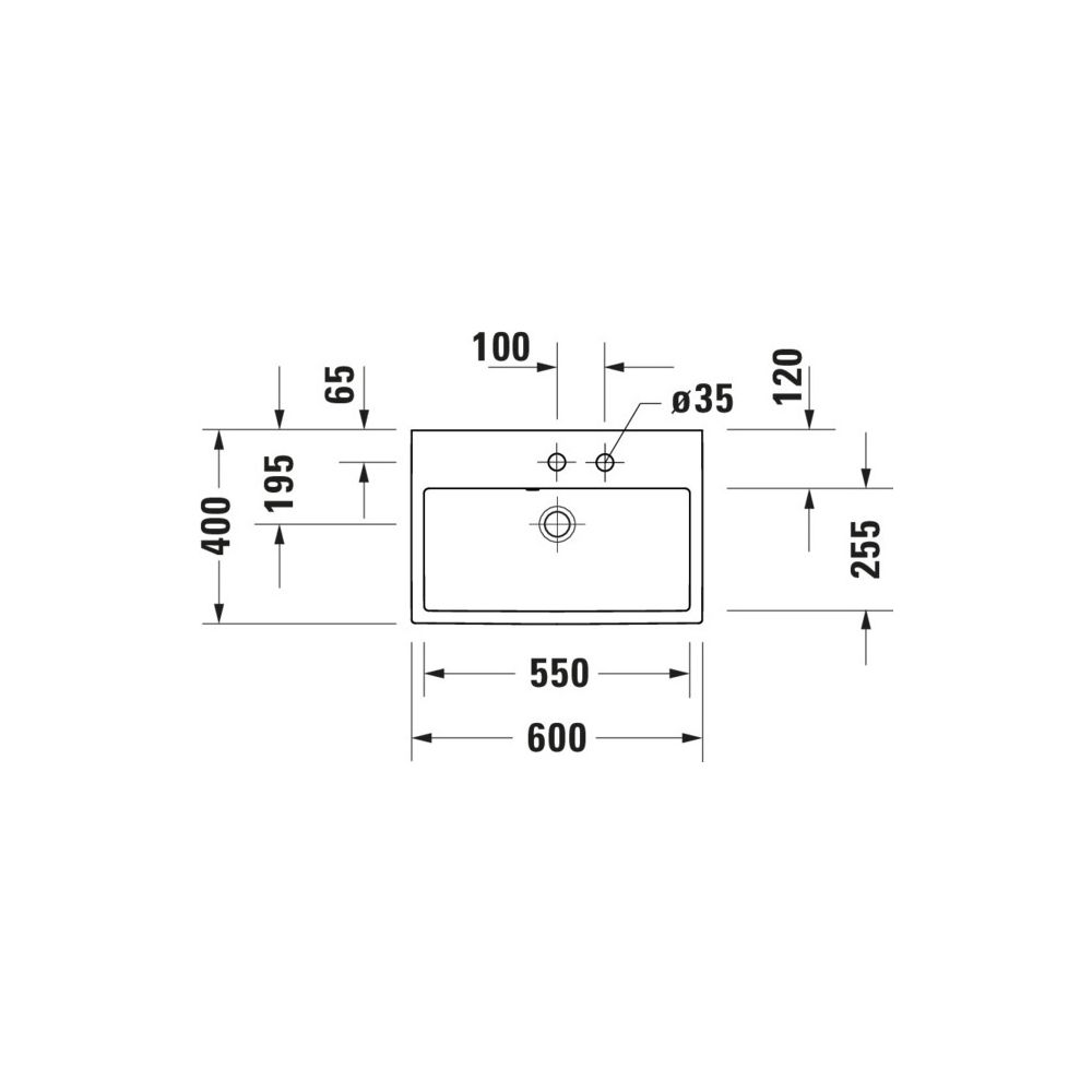 Duravit Vero Air Waschtisch 400x600x160mm, Compact, Weiß Hochglanz, Rechteckig, 1 H... DURAVIT-2368600000 4063382007407 (Abb. 7)