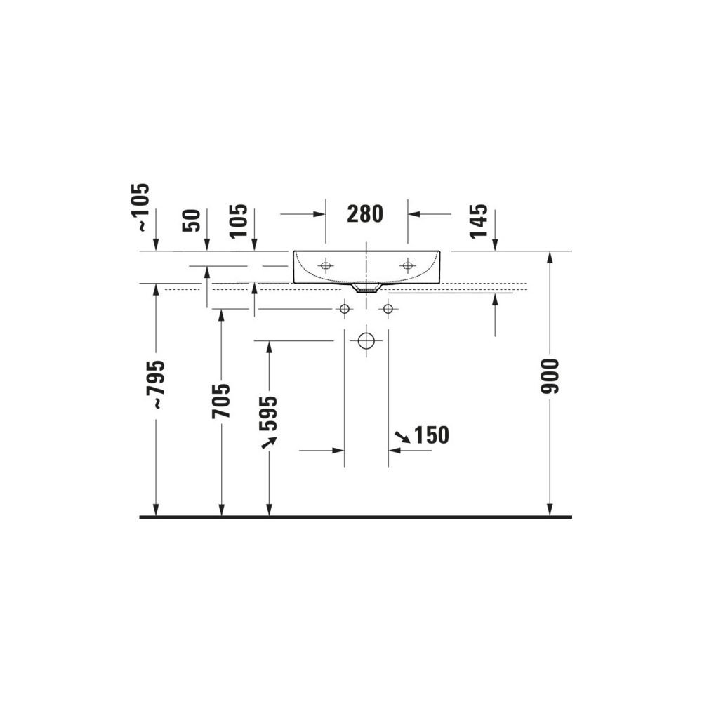 Duravit DuraSquare Waschtisch 400x500x145mm Compact WonderGliss Weiß Hochglanz, Re... DURAVIT-23565000701 4063382007254 (Abb. 5)