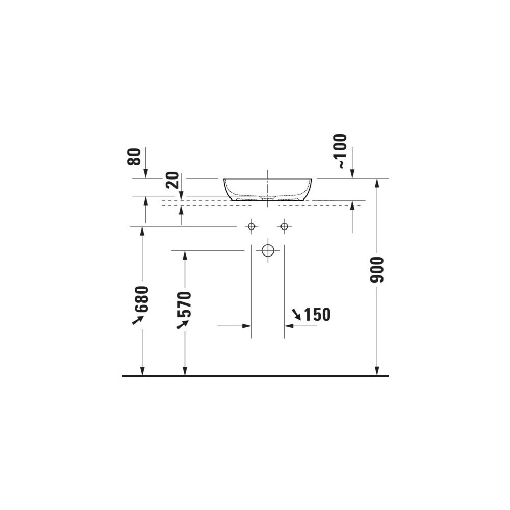 Duravit Sivida Aufsatzbecken mit Konsole 500x1280x123mm Eckig 1 Becken 1 Waschplatz... DURAVIT-268020FH00 4067116431735 (Abb. 3)