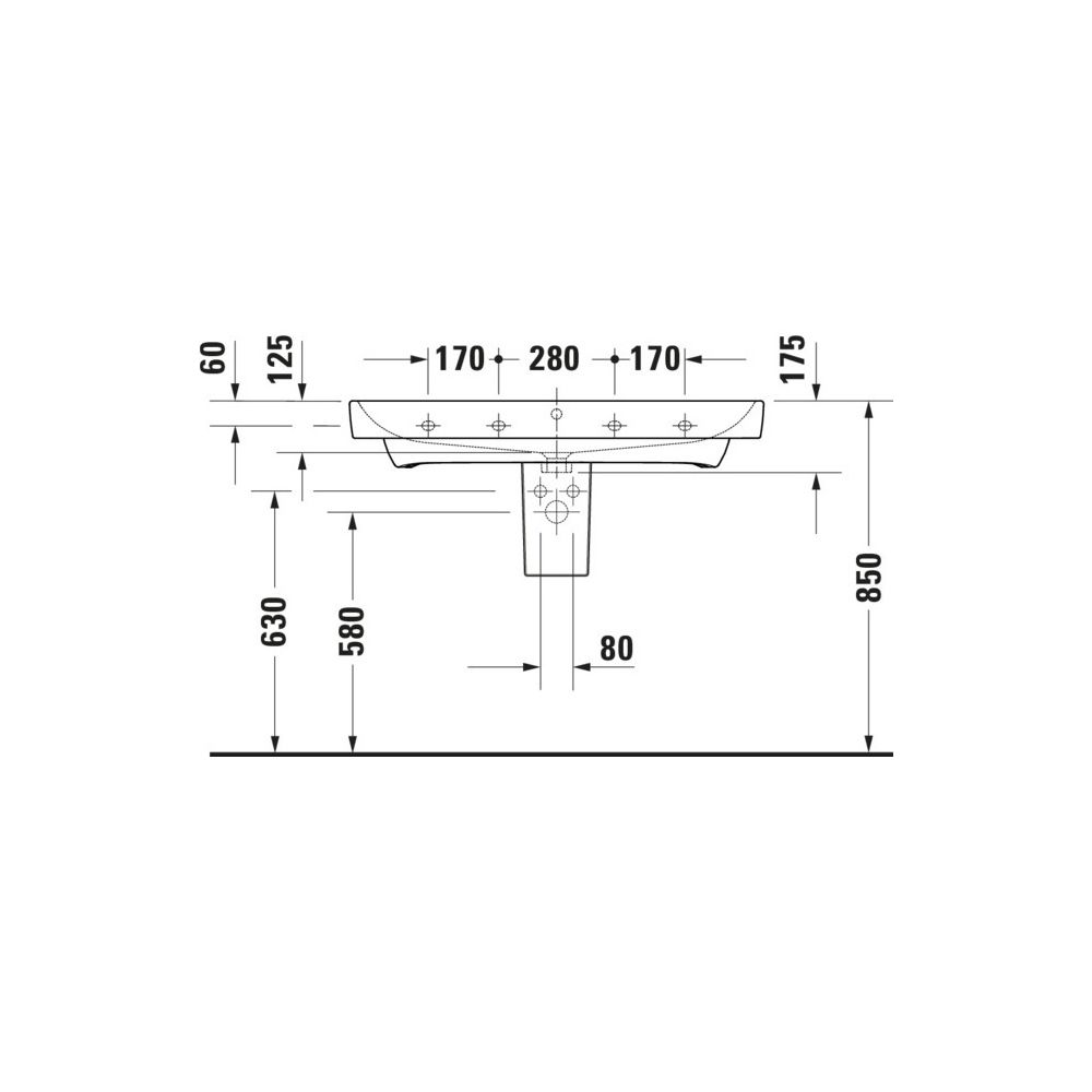 Duravit No.1 Waschtisch 460x1000x173mm wandhäng., Weiß Hochglanz, Rechteckig, 1 Wa... DURAVIT-23751000002 4067116994384 (Abb. 3)