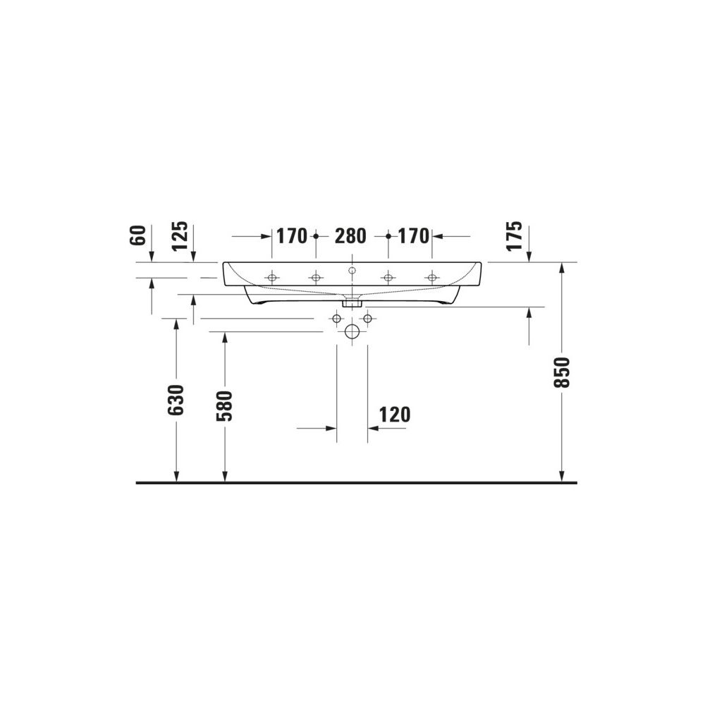 Duravit No.1 Waschtisch 460x1000x173mm wandhäng., Weiß Hochglanz, Rechteckig, 1 Wa... DURAVIT-23751000002 4067116994384 (Abb. 5)