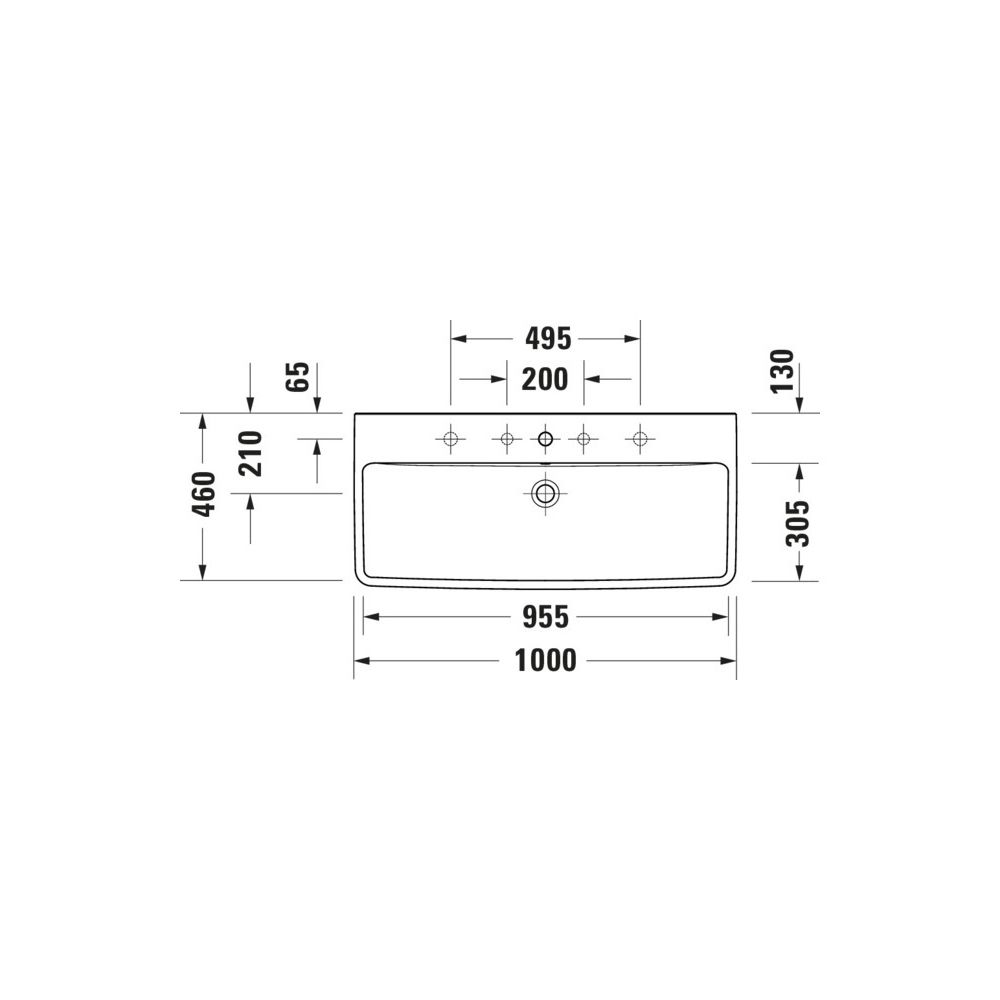 Duravit No.1 Waschtisch 460x1000x173mm wandhäng., Weiß Hochglanz, Rechteckig, 1 Wa... DURAVIT-23751000002 4067116994384 (Abb. 6)