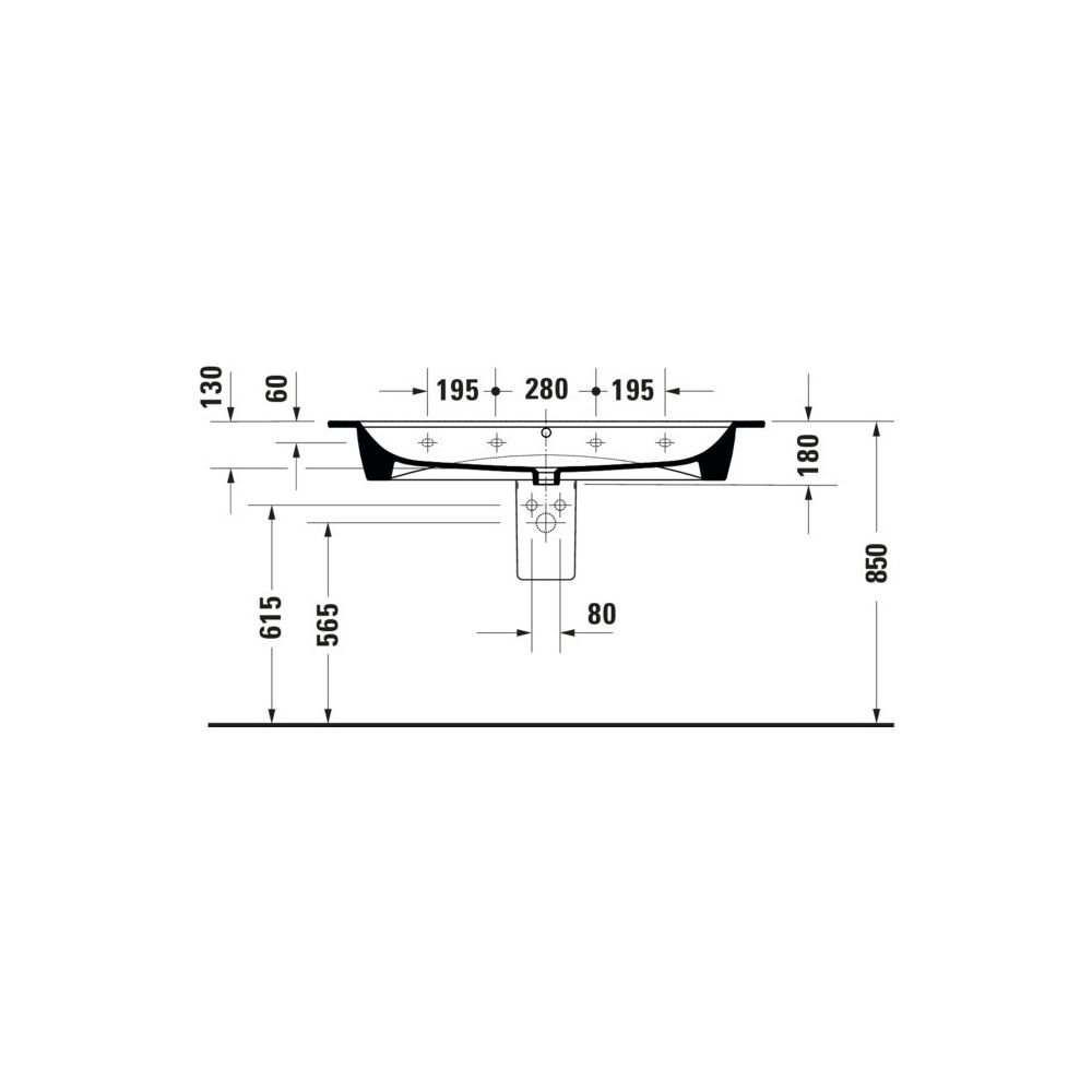 Duravit ME by Starck Waschtisch 490x1230x180mm wh, Weiß SM, Rechteckig, WonderGlis... DURAVIT-23611232241 4053424917757 (Abb. 3)