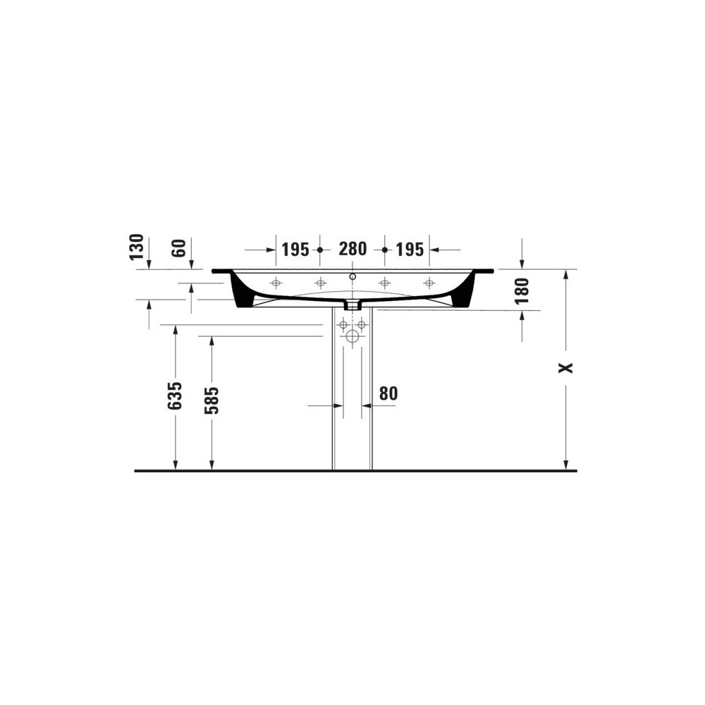 Duravit ME by Starck Waschtisch 490x1230x180mm wh, Weiß SM, Rechteckig, WonderGlis... DURAVIT-23611232241 4053424917757 (Abb. 6)