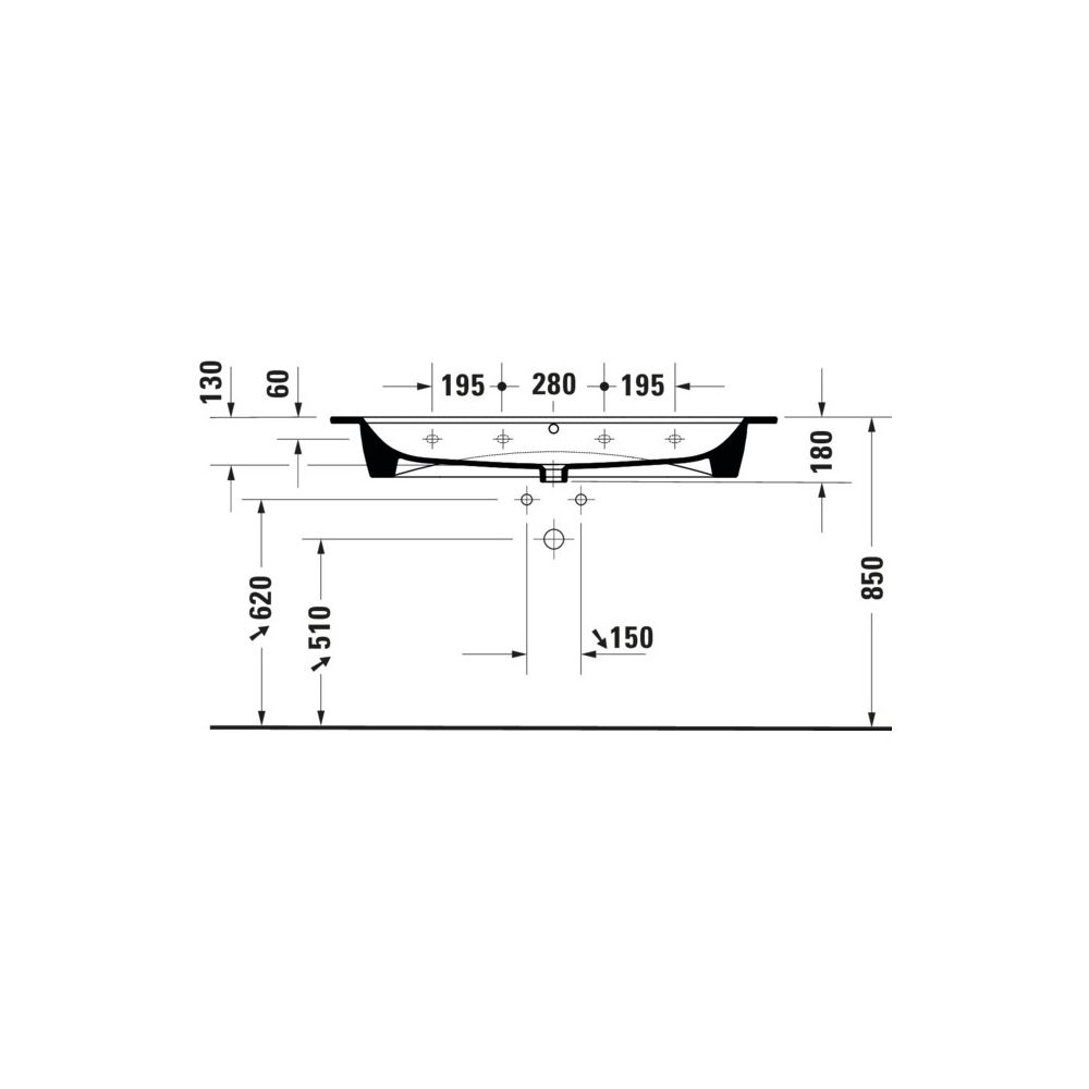 Duravit ME by Starck Waschtisch 490x1230x180mm wh, Weiß SM, Rechteckig, WonderGli... DURAVIT-23611232241 4053424917757 (Abb. 12)
