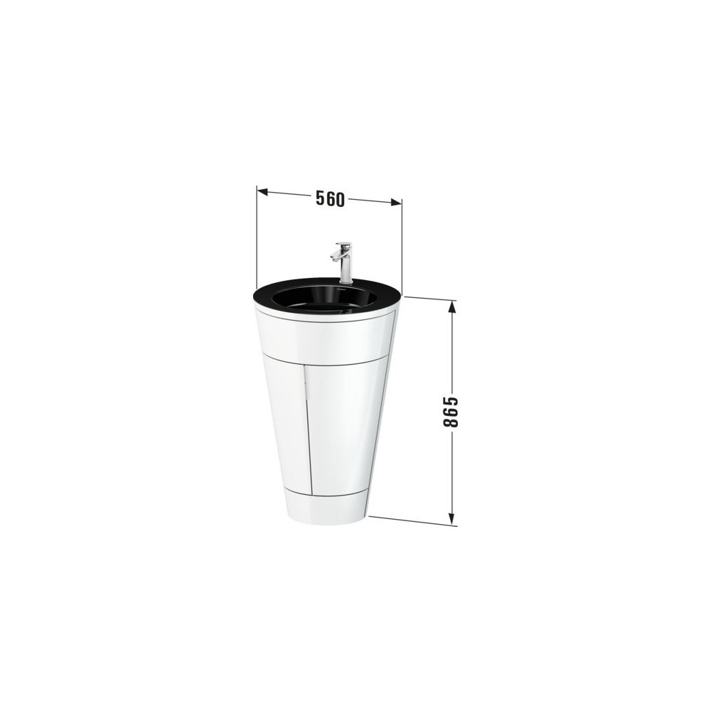 Duravit Starck 1 Waschtisch-Set C-bonded bds Lack 605x560x864mm, Weiß SM/Schwa... DURAVIT-S19515O04360010 4067116427363 (Abb. 2)
