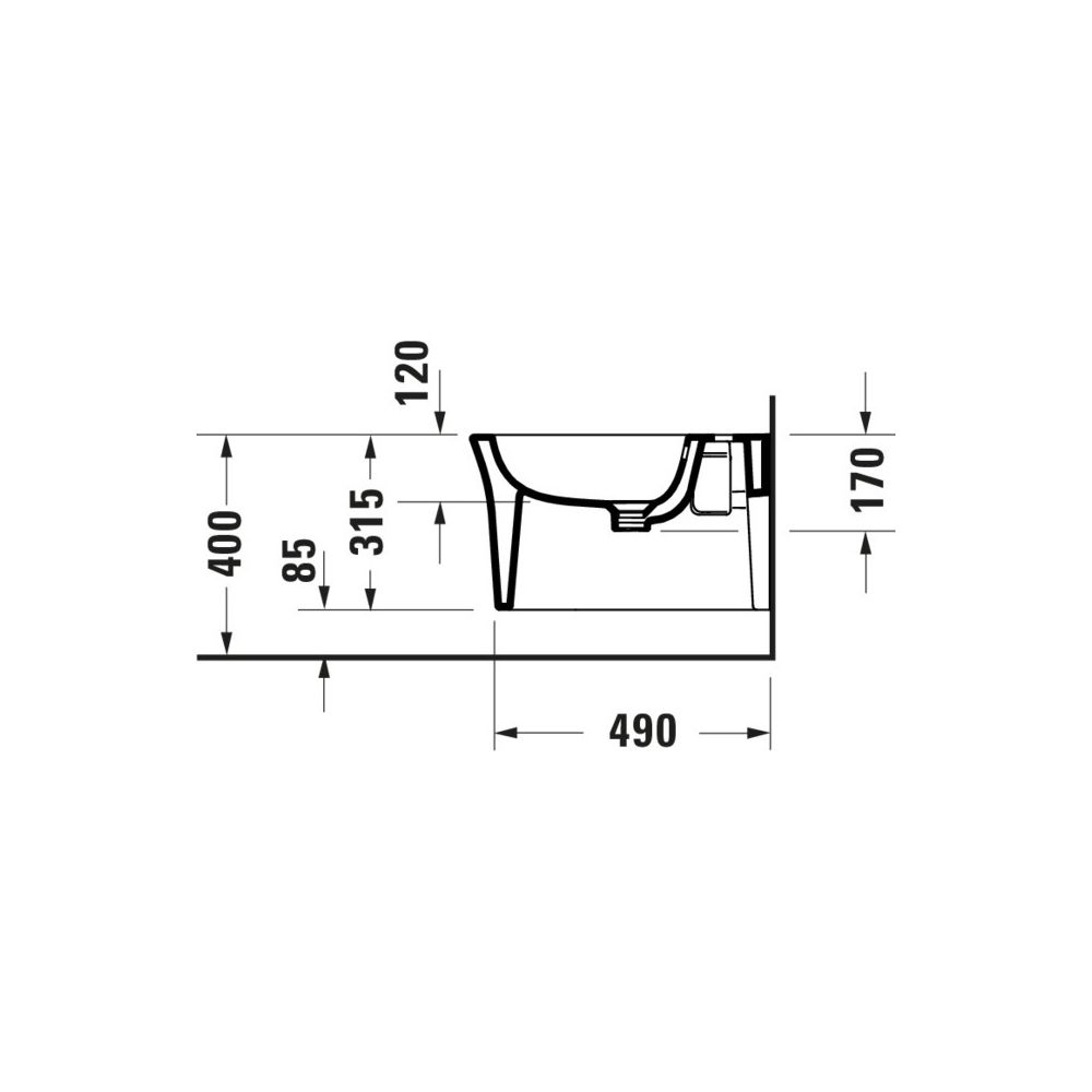 Duravit White Tulip Wandbidet 540x370x315mm, Weiß Hochglanz, 1 HL, HLB, Überlauf, v... DURAVIT-2293150000 4053424980379 (Abb. 6)
