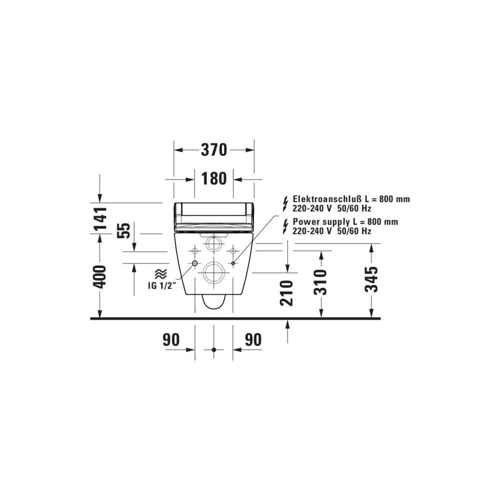Duravit ME by Starck Wand-WC für Dusch-WC-Sitz 570x370x360mm Weiß Hochglanz, 4,5l,... DURAVIT-2579592000 4063382124791 (Abb. 11)