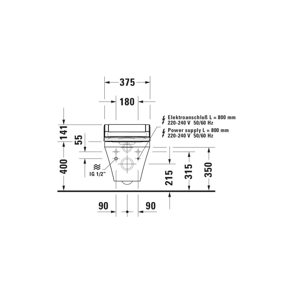 Duravit DuraStyle Wand-WC für Dusch-WC-Sitz 620x376x350mm, Weiß Hochglanz, 4,5l, W... DURAVIT-25425900001 4021534924309 (Abb. 3)