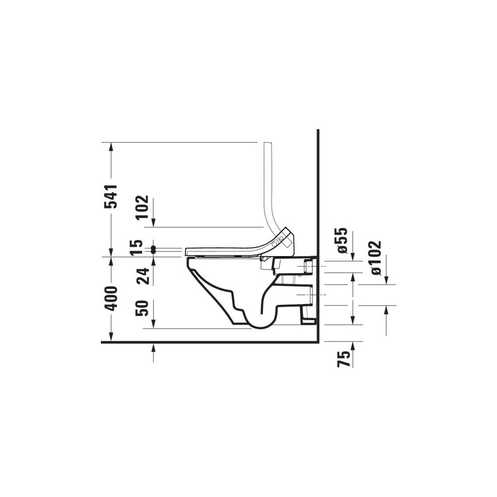 Duravit DuraStyle Wand-WC für Dusch-WC-Sitz 620x376x350mm, Weiß Hochglanz, 4,5l, W... DURAVIT-25425900001 4021534924309 (Abb. 6)