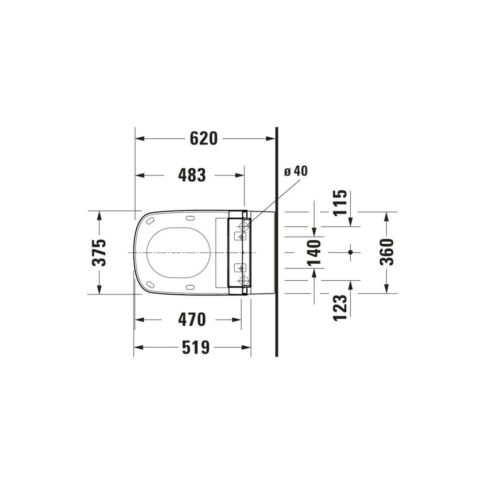Duravit DuraStyle Wand-WC für Dusch-WC-Sitz 620x376x350mm, Weiß Hochglanz, 4,5l, W... DURAVIT-25425900001 4021534924309 (Abb. 8)