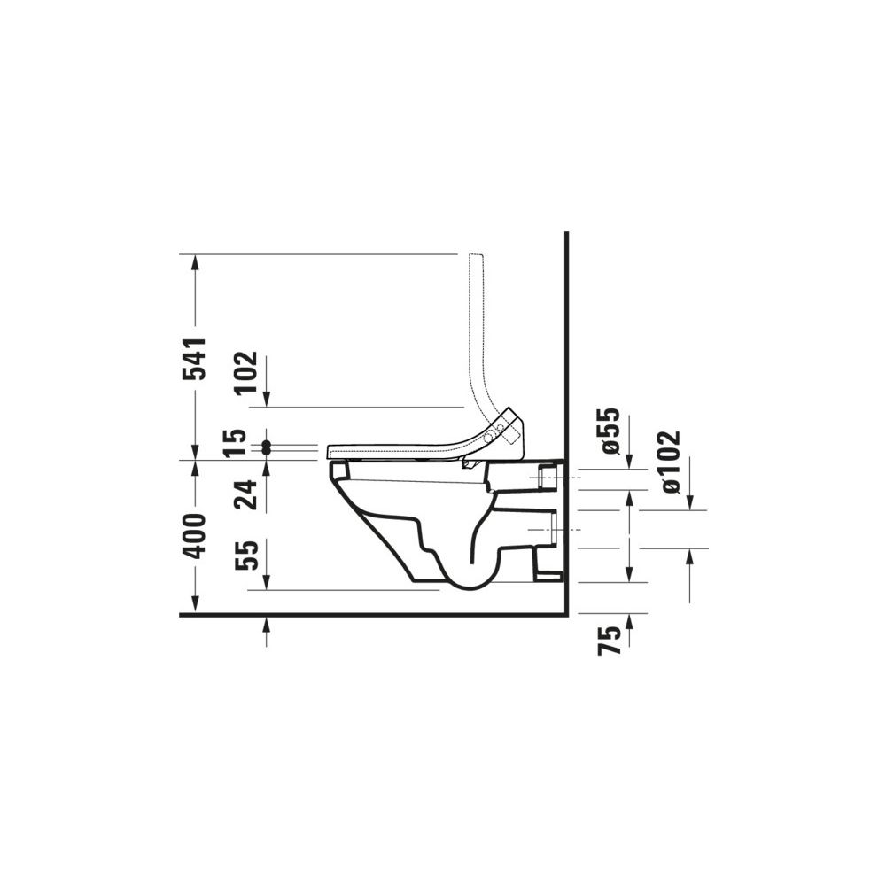 Duravit DuraStyle Wand-WC für Dusch-WC-Sitz 620x376x355mm Weiß Hochglanz, 4,5l, Wo... DURAVIT-25375900001 4021534854460 (Abb. 6)