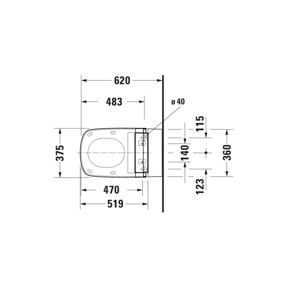 Duravit DuraStyle Wand-WC für Dusch-WC-Sitz 620x376x355mm Weiß Hochglanz, 4,5l, Wo... DURAVIT-25375900001 4021534854460 (Abb. 9)