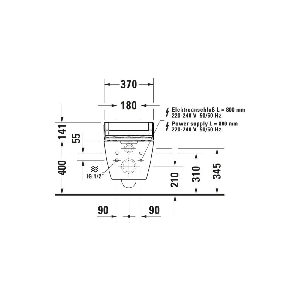 Duravit ME by Starck Wand-WC für Dusch-WC-Sitz 570x370x355mm, Weiß Hochglanz, 4,5... DURAVIT-25295900001 4021534966804 (Abb. 12)