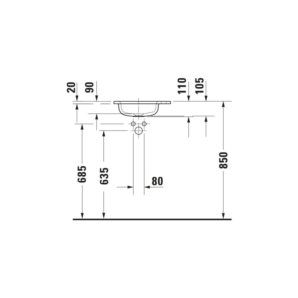 Duravit Sivida Waschtisch 300x410x110mm Weiß Seidenmatt rechteckig 1 Waschplatz M o... DURAVIT-2650053200 4067116415940 (Abb. 3)