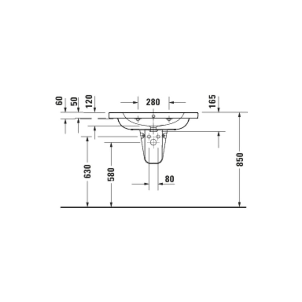 Duravit D-Code Waschtisch 480x800x165mm wandhäng. Weiß Hochglanz Rund 1 WP M 1 HL ... DURAVIT-23998000002 4067116379457 (Abb. 2)