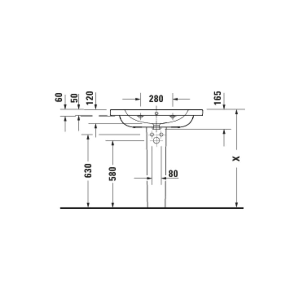 Duravit D-Code Waschtisch 480x800x165mm wandhäng. Weiß Hochglanz Rund 1 WP M 1 HL ... DURAVIT-23998000002 4067116379457 (Abb. 3)