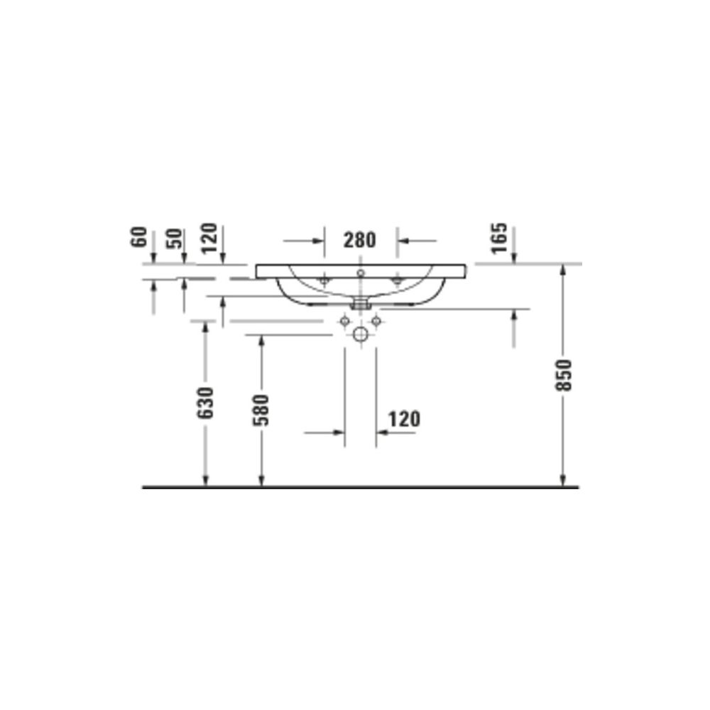 Duravit D-Code Waschtisch 480x800x165mm wandhäng. Weiß Hochglanz Rund 1 WP M 1 HL ... DURAVIT-23998000002 4067116379457 (Abb. 4)