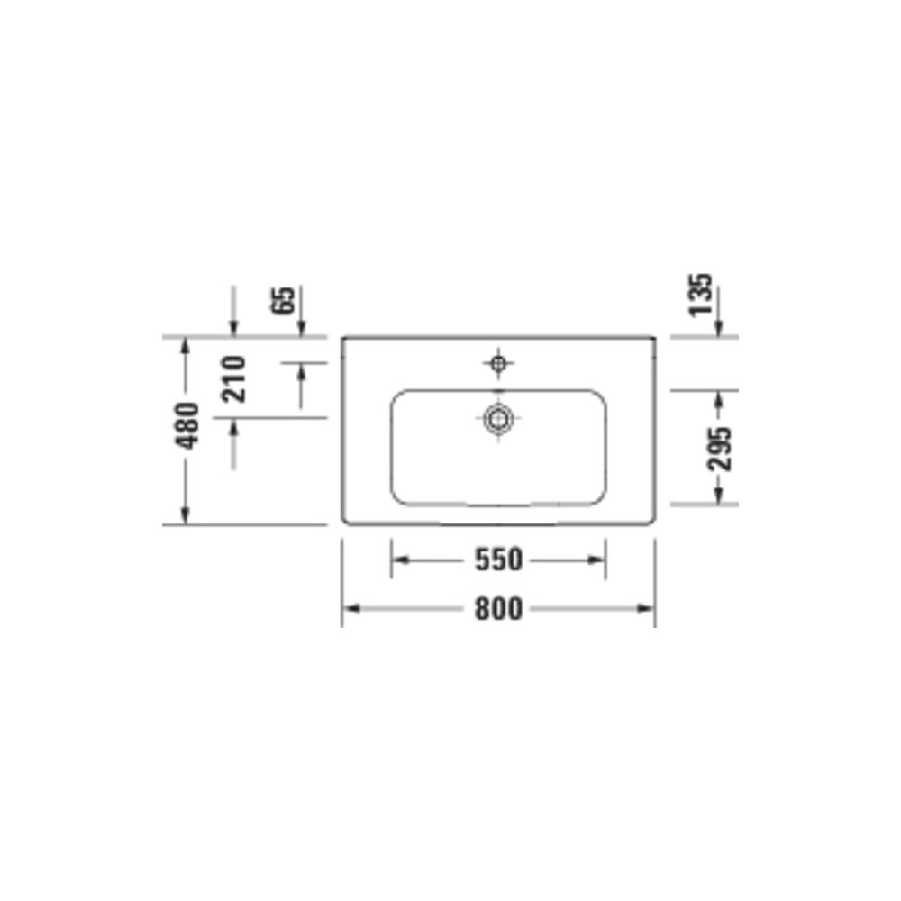 Duravit D-Code Waschtisch 480x800x165mm wandhäng. Weiß Hochglanz Rund 1 WP M 1 HL ... DURAVIT-23998000002 4067116379457 (Abb. 5)