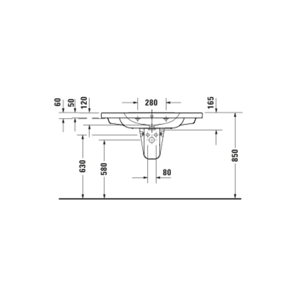 Duravit D-Code Waschtisch 480x1000x165mm Weiß Hochglanz Rund 1 Waschplatz/HL M mit... DURAVIT-23991000002 4067116379495 (Abb. 2)