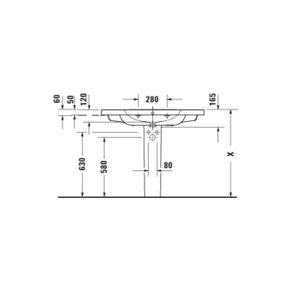 Duravit D-Code Waschtisch 480x1000x165mm Weiß Hochglanz Rund 1 Waschplatz/HL M mit... DURAVIT-23991000002 4067116379495 (Abb. 3)