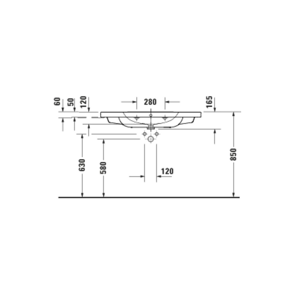 Duravit D-Code Waschtisch 480x1000x165mm Weiß Hochglanz Rund 1 Waschplatz/HL M mit... DURAVIT-23991000002 4067116379495 (Abb. 4)
