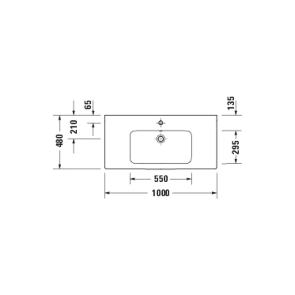 Duravit D-Code Waschtisch 480x1000x165mm Weiß Hochglanz Rund 1 Waschplatz/HL M mit... DURAVIT-23991000002 4067116379495 (Abb. 5)