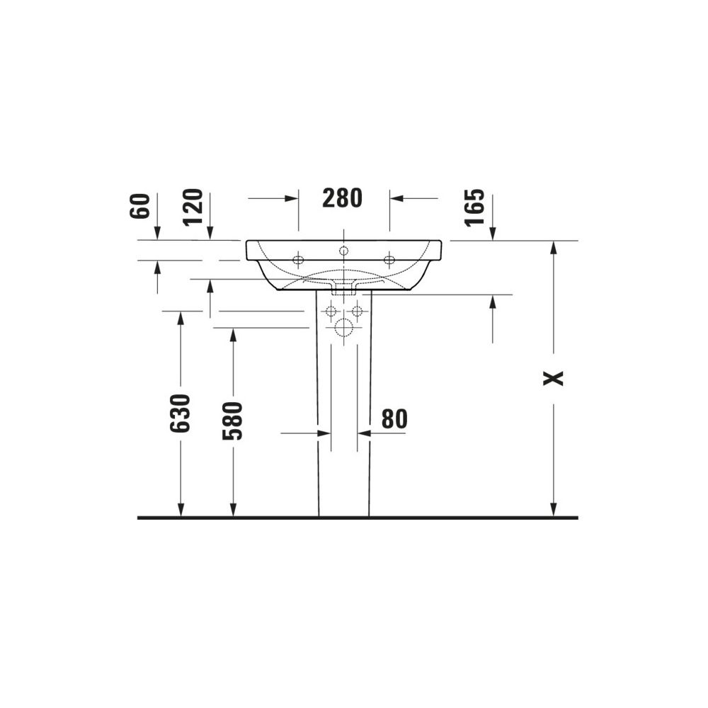 Duravit D-Code Waschtisch 460x600x165mm wandhäng. Weiß Hochglanz Rund 1 WP M 1 HL M... DURAVIT-2398600000 4067116338393 (Abb. 3)
