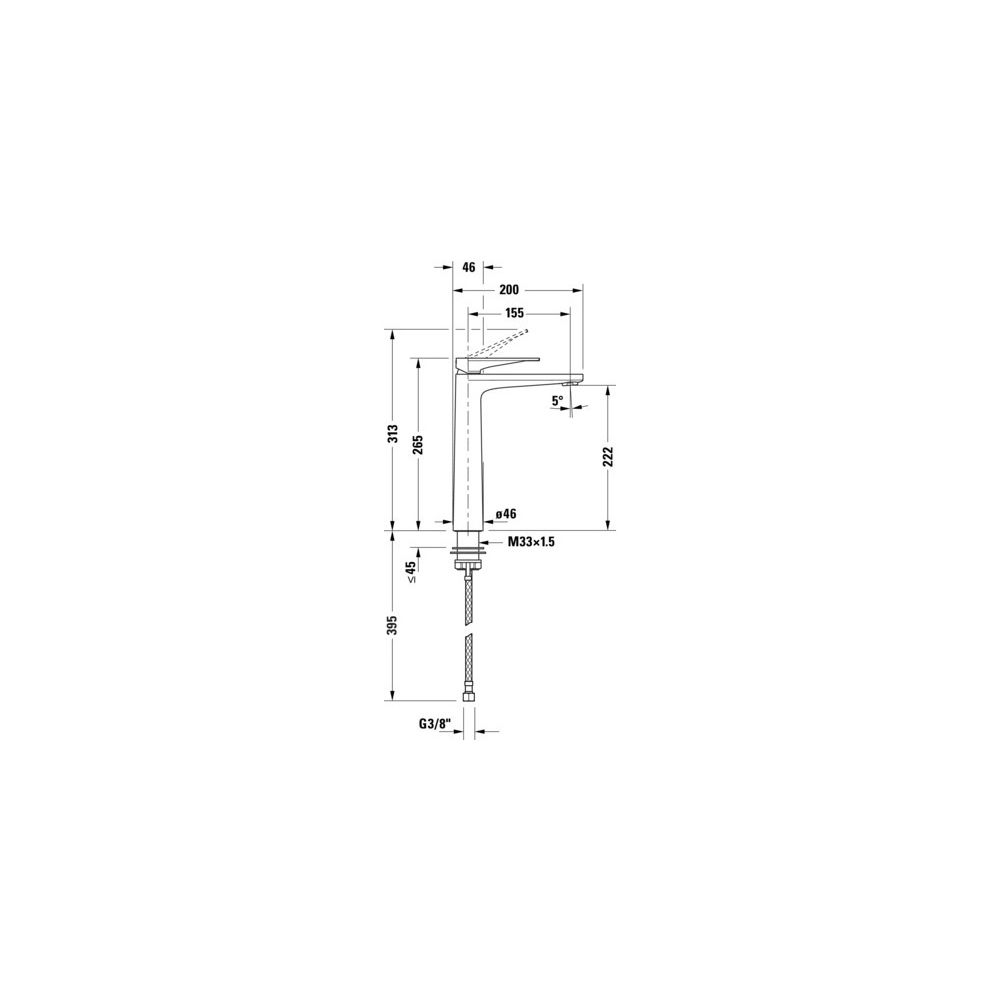 Duravit Tulum by Starck Einhebel-Waschtischmischer XL, Mattschwarz, 5l/min, Hebel... DURAVIT-TU1040002046 4063382961358 (Abb. 3)