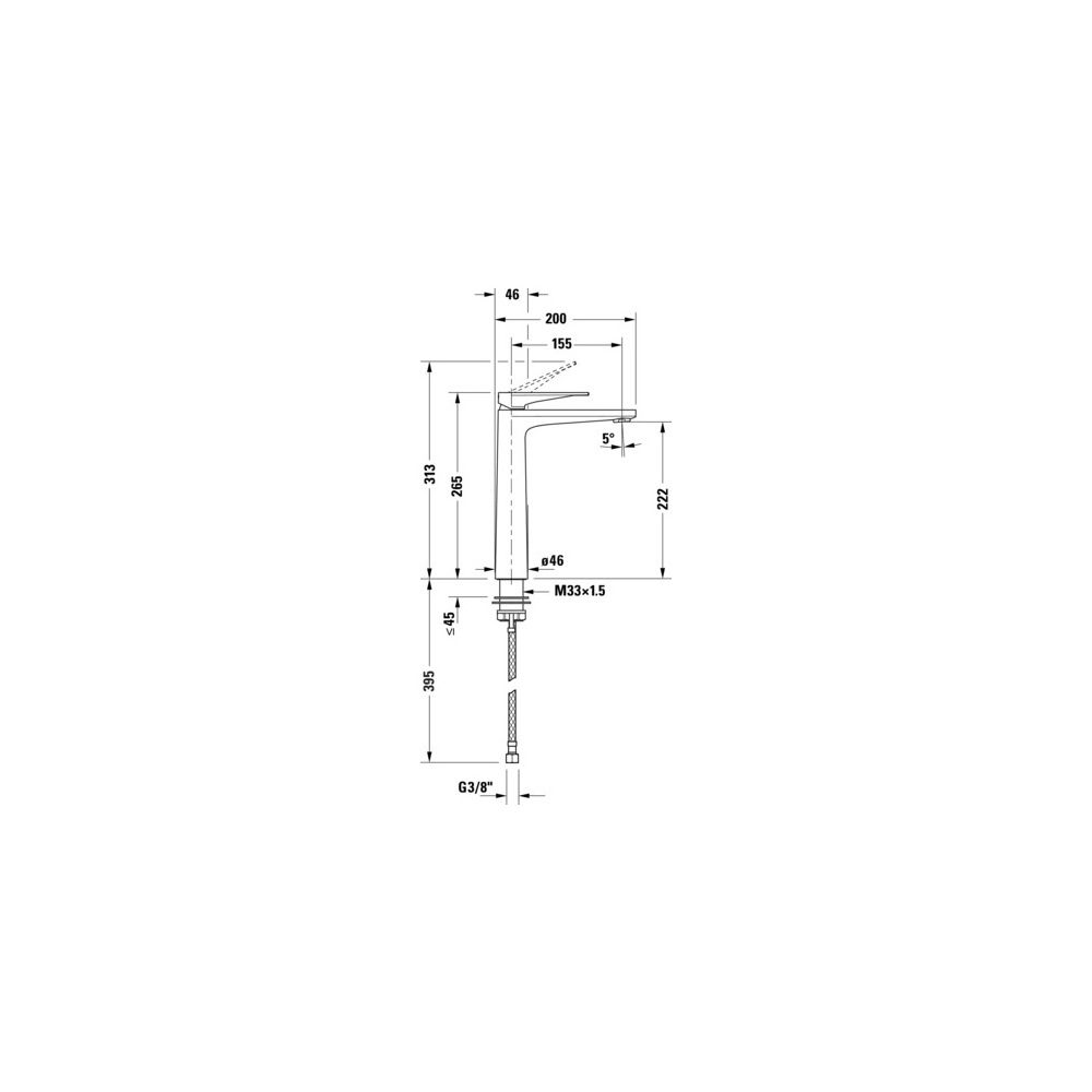 Duravit Tulum by Starck Einhebel-Waschtischmischer XL, Chrom, 5l/min, Hebelgriff,... DURAVIT-TU1040002010 4063382961143 (Abb. 3)