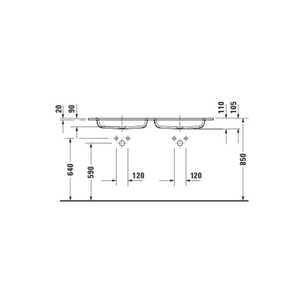 Duravit Sivida Waschtisch 485x1290x110mm Weiß Seidenmatt rechteckig 1 HL L/R ohne Ü... DURAVIT-2650043200 4067116415926 (Abb. 2)
