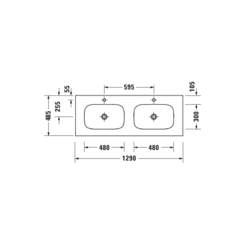 Duravit Sivida Waschtisch 485x1290x110mm Weiß Seidenmatt rechteckig 1 HL L/R ohne Ü... DURAVIT-2650043200 4067116415926 (Abb. 4)