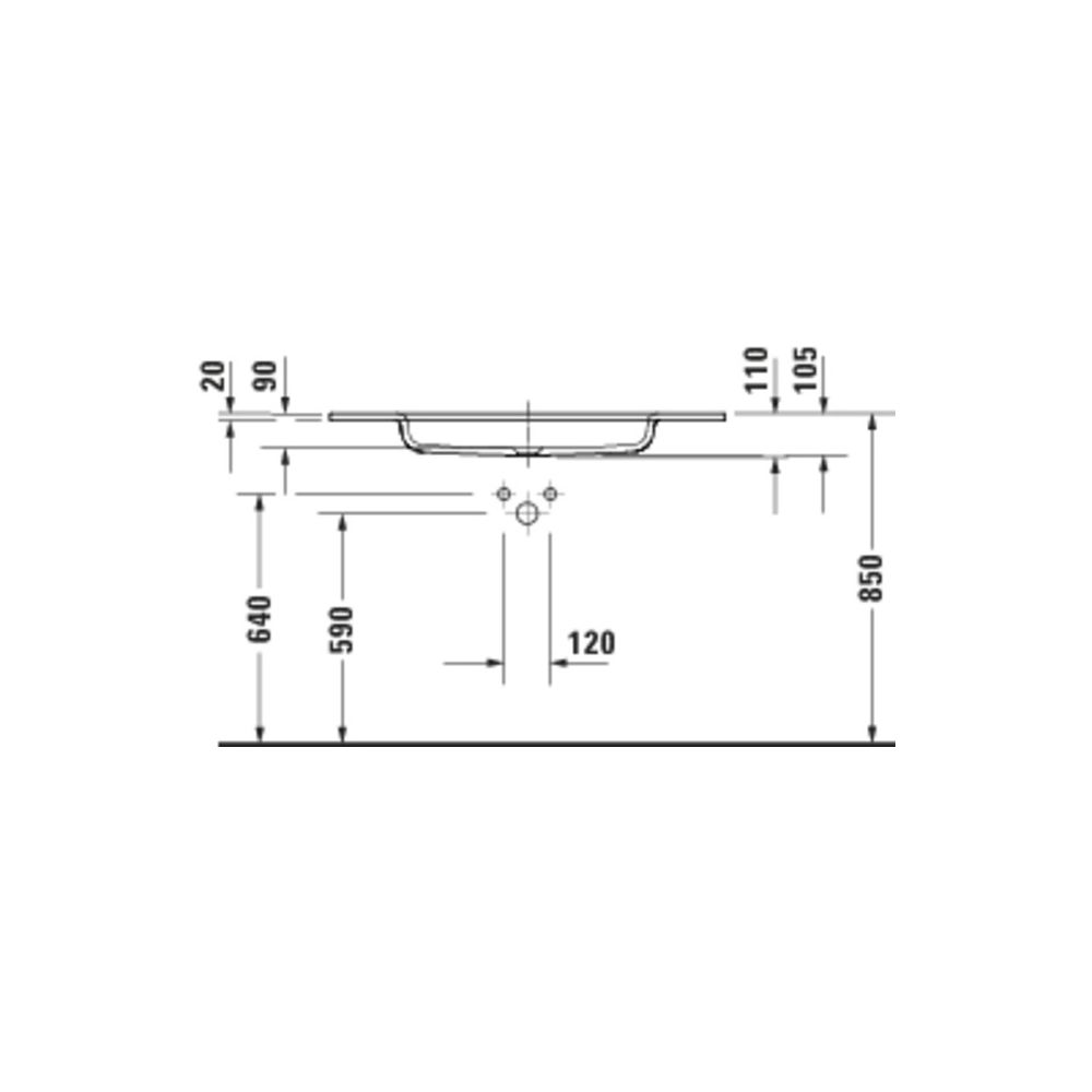 Duravit Sivida Waschtisch 485x1020x110mm Weiß Seidenmatt rechteckig 1 Waschplatz/HL... DURAVIT-2650023200 4067116415896 (Abb. 2)