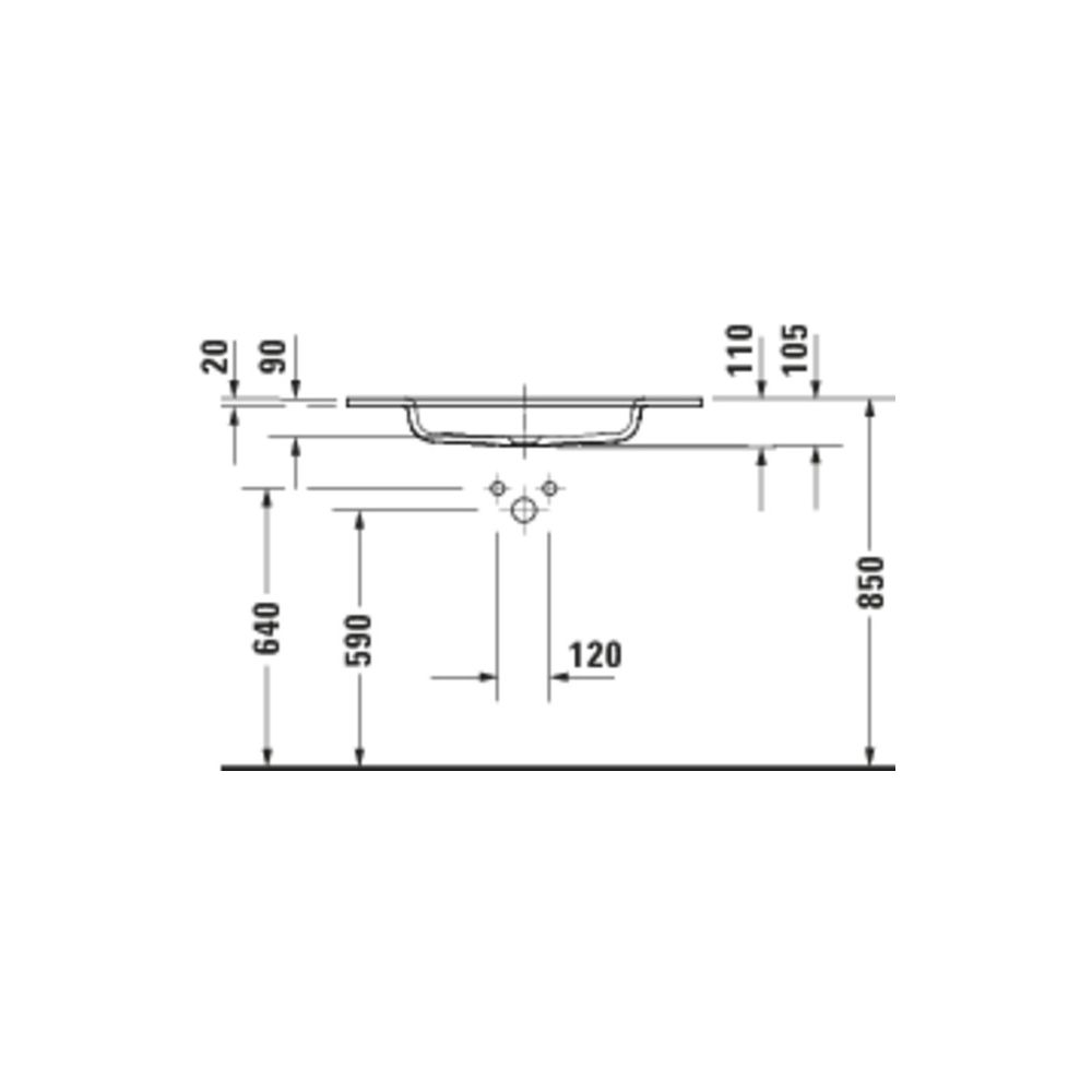 Duravit Sivida Waschtisch 485x820x110mm Weiß Seidenmatt rechteckig 1 Waschplatz/HL ... DURAVIT-2650013200 4067116415889 (Abb. 2)