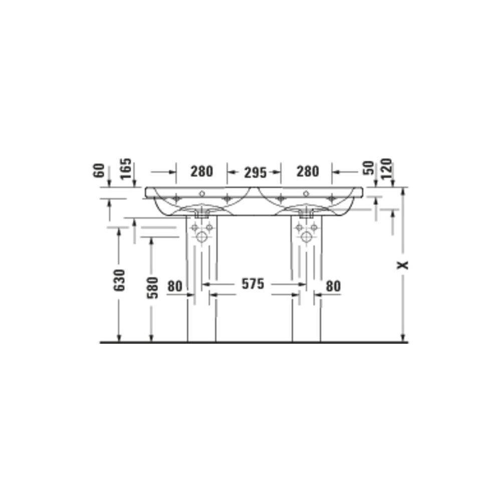 Duravit D-Code Doppelwaschtisch 480x1200x165mm wh, Weiß Hochglanz, Eckig, 2 Waschp... DURAVIT-24001200002 4067116379518 (Abb. 3)